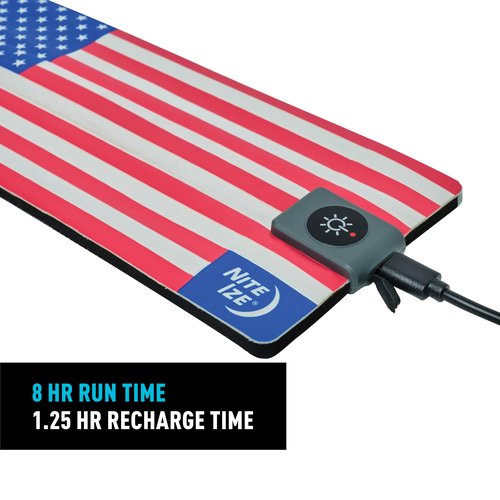 Nite Ize SlapLit Rechargeable LED Drink Wrap - Patriotic Can Wrap for Beer, Soda & More - Multiple Lighting Features - Weather-Resistant Drink Holder to Keep Cans Cold - USA, Disc-O Select