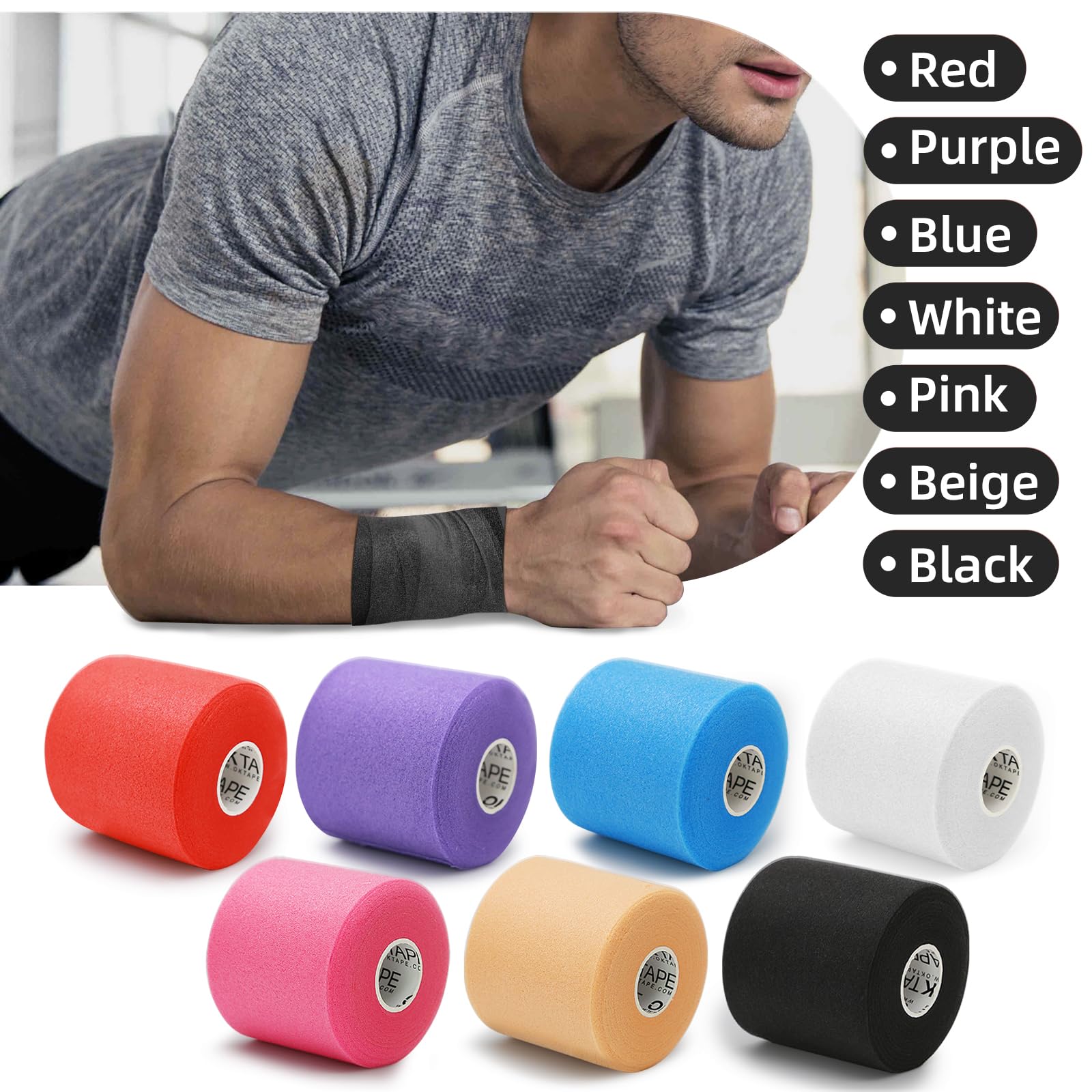 OK TAPE Pre Wrap Tape (4-Rolls, 120 Yards) - Athletic Foam Underwrap for Sports, Protect for Ankles Wrists Hands and Knees, 2.75 Inches - Black