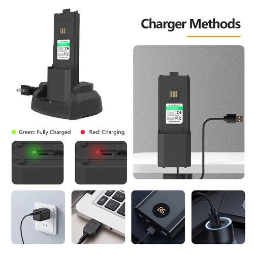 BAOFENG UV-5RM Battery 6800mAh Two Way Radio USB-C Charging 7.4V Extended Replacement Battery Compatible for GM-5RH/UV-5G Plus GMRS/AR-5RM (1 Pack 6800mAh)