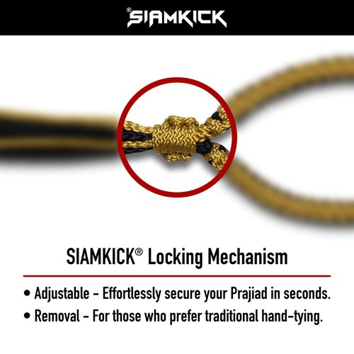 SIAMKICK Muay Thai Prajiad Armbands, Traditional Handmade Muay Thai Armband, Authentic Wai Kru Thai Boxing & Kickboxing (Set of 2) (Cosmic Gold)