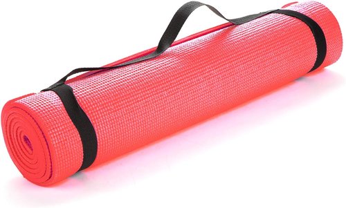 Mind Reader Extra Thick Yoga Mat - High Density Anti-Tear Fitness Mat with Carrying Strap | Red