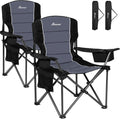 Romswi Oversized Camping Chairs - Heavy Duty 500 LBS Support | Padded Back & Arm, Black, 2-Pack