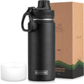 Koodee Insulated Water Bottle - 18 oz Stainless Steel Double Wall Vacuum | Leakproof Spout Lid (Black)