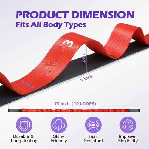5pcs Resistance Bands with 1PC Stretching Strap for Physical Therapy, Training