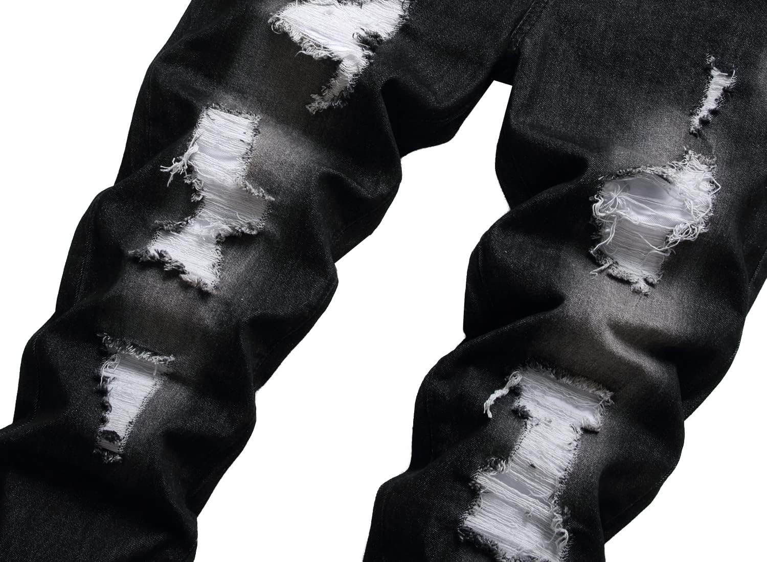 Skiennix Men’s Ripped Jeans - Slim Fit Straight Leg Denim Pants with Distressed Holes