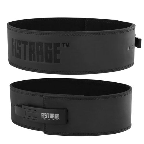 FISTRAGE FR FISTRAGE Lever Buckle Weight Lifting Leather Black Belt Gym Back Support for Men & Women Training Fitness Exercise Tough Workouts