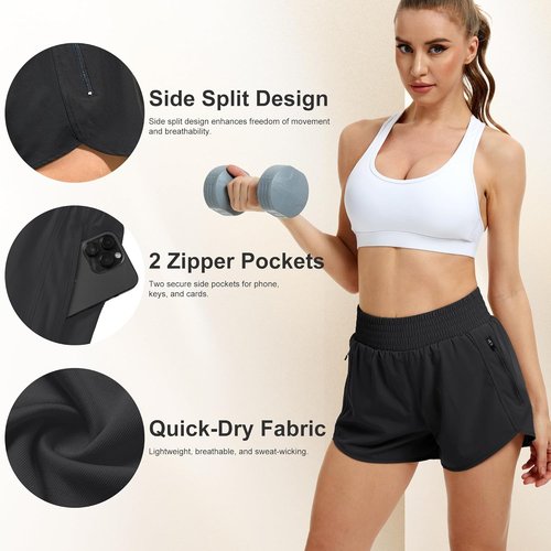 CE' CERDR Women's High-Waisted Athletic Running Shorts - Comfortable with Pockets for Gym & Casual Wear