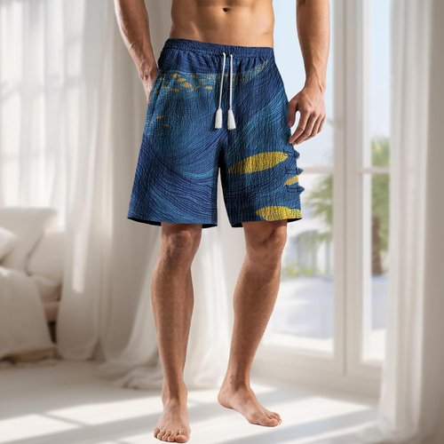 Domirica Men's Casual Hawaiian Shorts - Breathable Quick-Dry Wide Leg Beachwear | Summer Style
