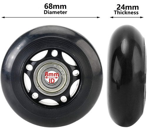 ORO 1 Pair Luggage Wheels Replacement 68x24mm(2.68"x0.94") with 8mm(0.31") Bearings 35mm(1.38")/40mm(1.57") Wheels for Suitcase and Inline Outdoor Skate