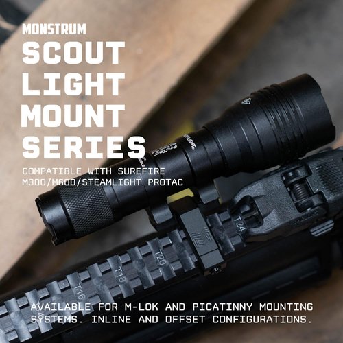 Monstrum Scout Light Mount Series | Compatible with Surefire M300/M600 Series/Streamlight Protac Series | Slim Picatinny 45 Degree Offset