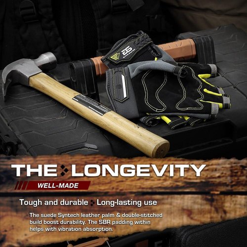 Glove Station Fingerless Work Gloves - Tactile Series with Synthetic Leather & Enhanced Grip