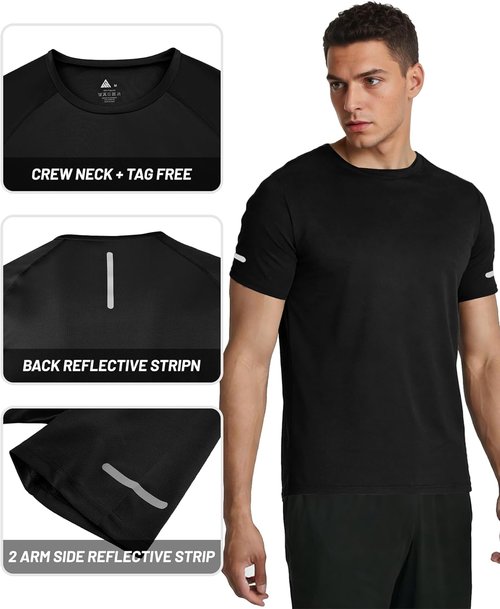 Little Beauty Men's Workout Shirts - 3 Pack Fast-Dry Athletic T-Shirts | Moisture-Wicking Short Sleeve