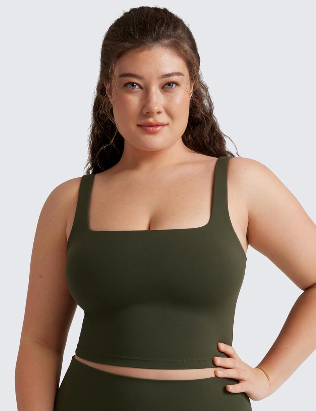 CRZ YOGA Butterluxe Crop Tank Tops for Women - Padded Longline Sports Bra | Comfortable Yoga Camisole