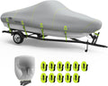 YSPACE Boat Cover - 17-19ft Heavy Duty Waterproof 1200D with Reflective Strips & Storage Bag | Fits V-Hull & Fishing Boats Up to 96" Wide