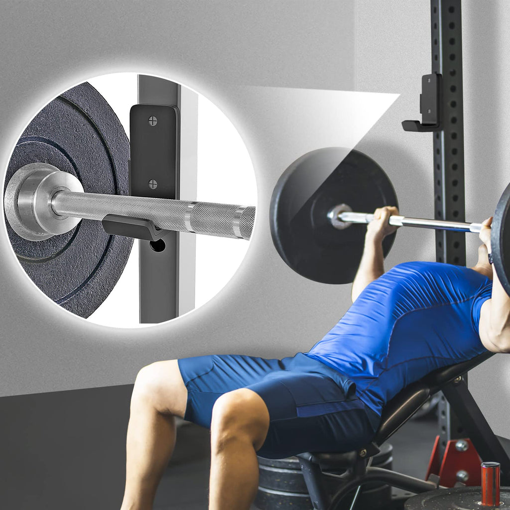 SELEWARE J Hooks for Power Rack, Heavy Duty Barbell J Cups for 2" x 2" Tube Squat Rack with 1" Hole, 1500lbs Capacity, Set of 2