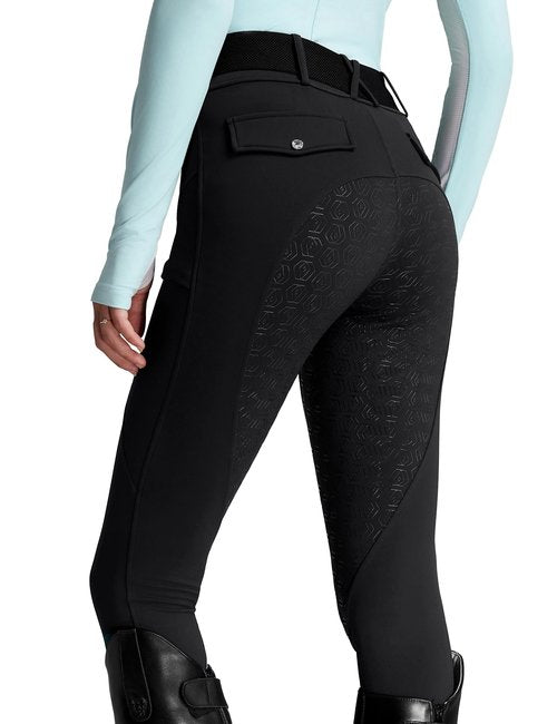 FitsT4 Sports Women's Fleece Horse Riding Pants Full Seat Equestrian Breeches Winter Riding Tights with Pockets Black Medium