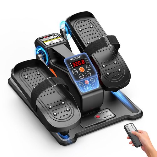 Under Desk Elliptical Machine, Portable Electric Elliptical Exercise Equipment with 12 Adjustable & 3 Automatic Speeds, Ellipse Leg Pedal Exerciser While Sitting for Seniors, Adults