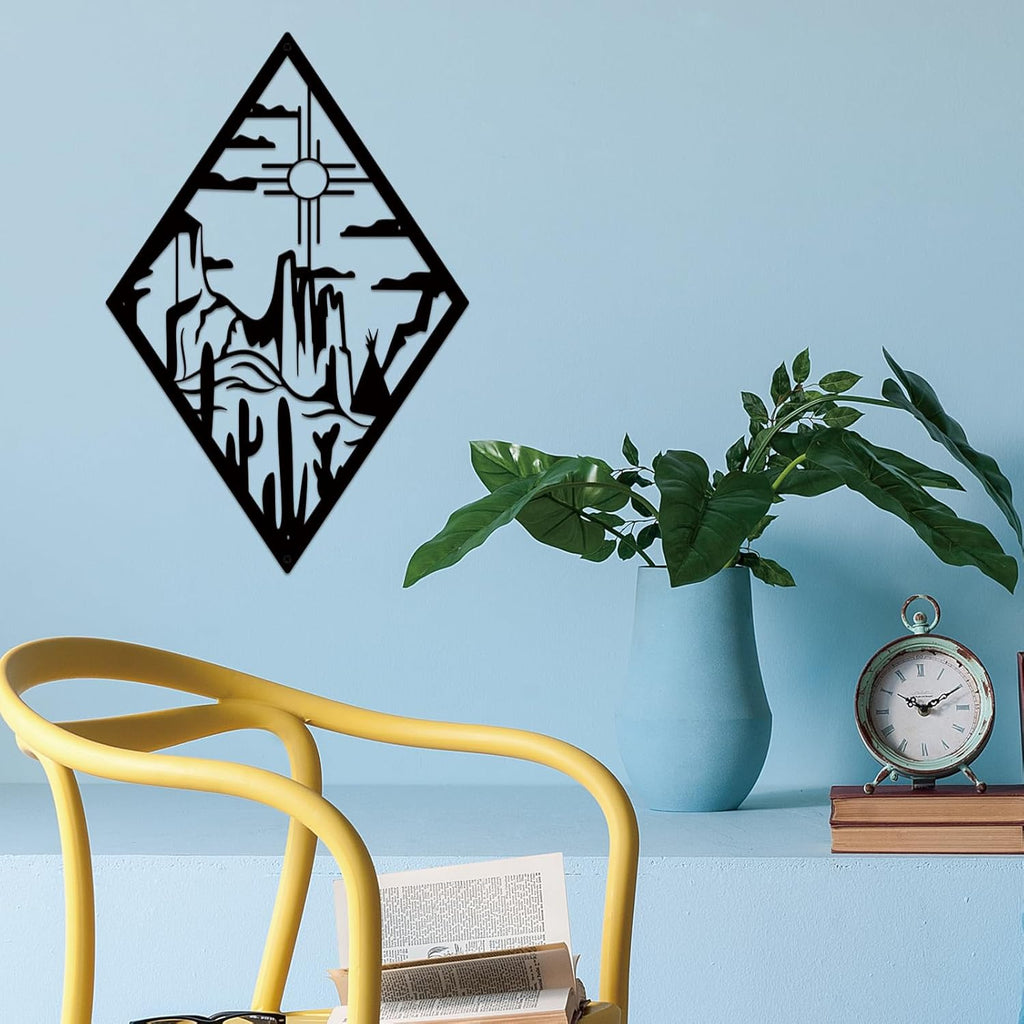 Resama Metal Cactus Wall Decor - Modern Desert-Themed Art for Home & Office | 13.7"x9.2", Black