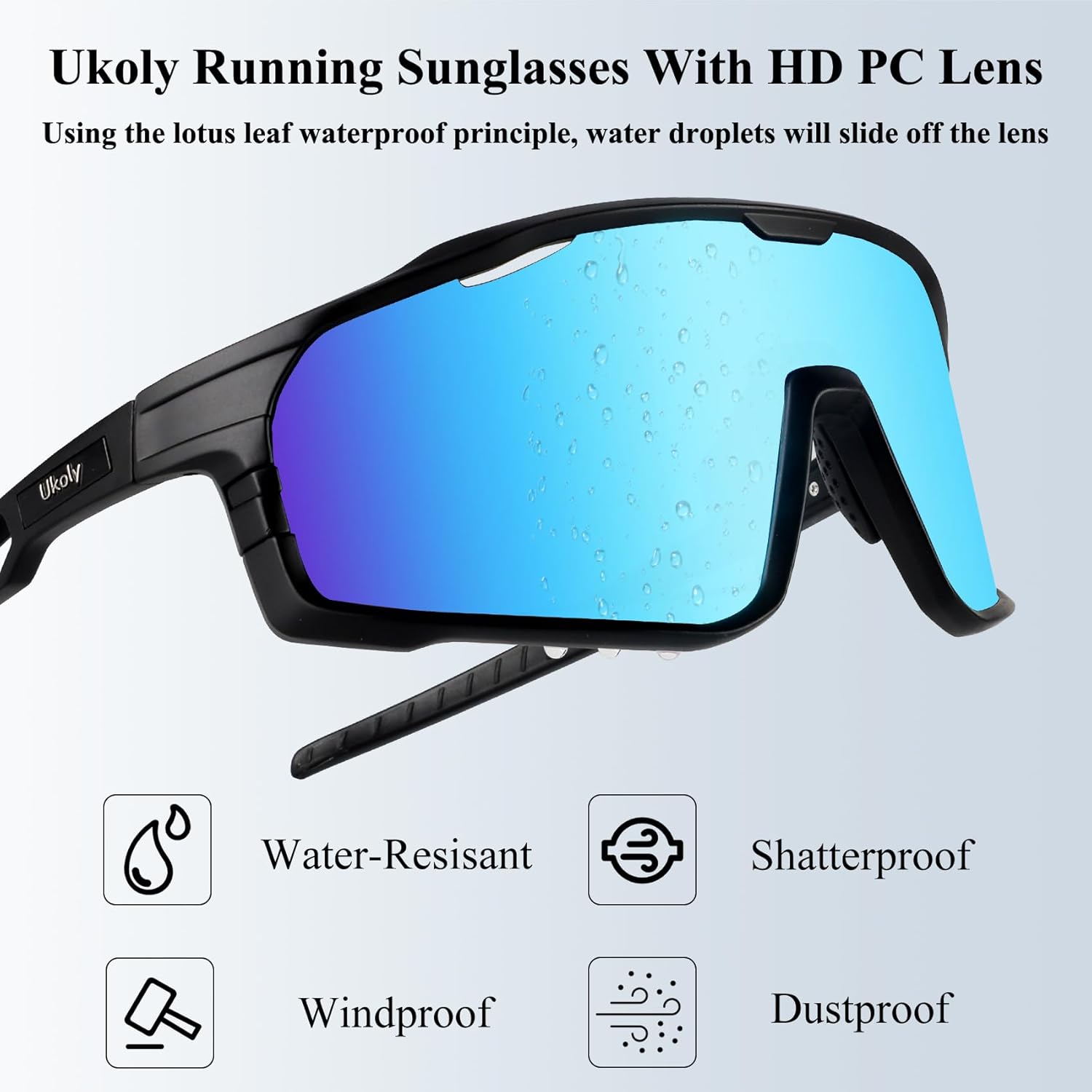 Ukoly Cycling Glasses - UV400 Sports Sunglasses for Men & Women | HD Lens for Running, Baseball, Fishing, Golf
