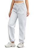 Cyenaly Barrel Sweatpants Women High Waisted Sweat Pants Fall Clothes Casual Joggers Y2k Aesthetic Warm Trousers with Pockets Light Grey L