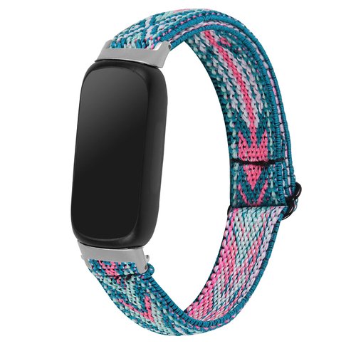 FitTurn 6pack Compatible with Fitbit inspire 3 Smart Watch Fitness Tracker for Women Men Bands Elastic Pattern Adjustable Nylon Fabric Strap Replacement Bracelet Stretch Soft Strap Wristbands Loop Accessories (SixColors-B)