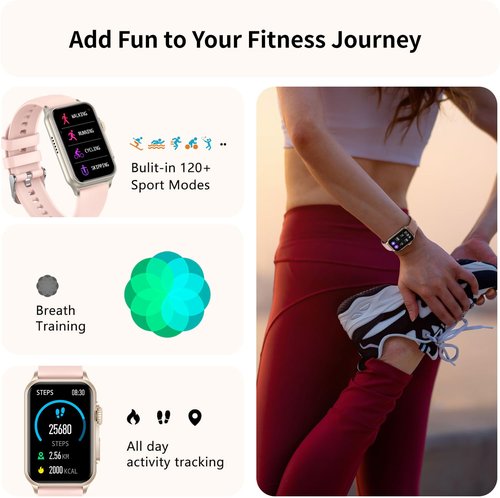 FITVII Nexa Fitness Tracker Answer/Make Calls, Smart Watch with Blood Pressure, Blood Oxygen, 24/7 Heart Rate Monitor, 120+ Sport Mode Activity Tracker with Step Counter, Sleep Tracker for Women Men