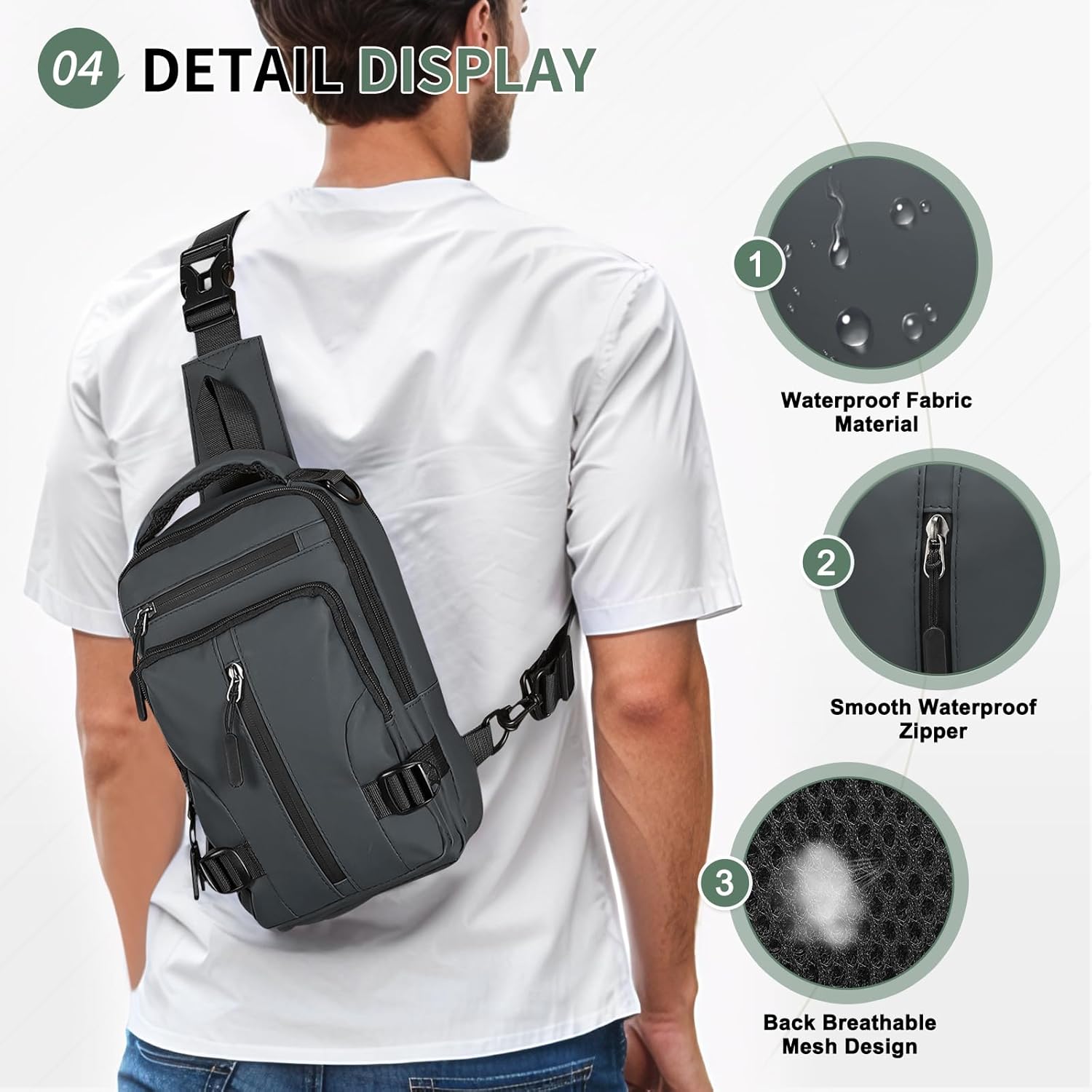 Skiennix Anti-Theft Crossbody Backpack - Lightweight Convertible Sling Bag for 9.7-Inch Tablets | Grey