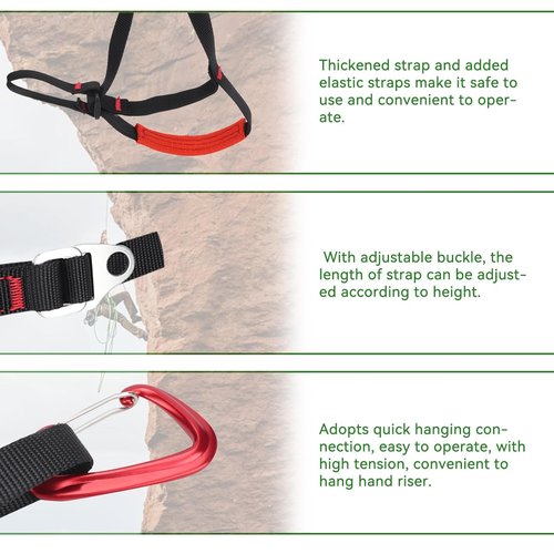 HERCHR 16KN Climbing Ascender Strap, Adjustable Foot Loop Ascender Sling for Rope Ascending Climbing Mountaineering Tree Arborist Expedition Caving Aerial Work Rappel Rescue, Range 31.5-53.1 inch