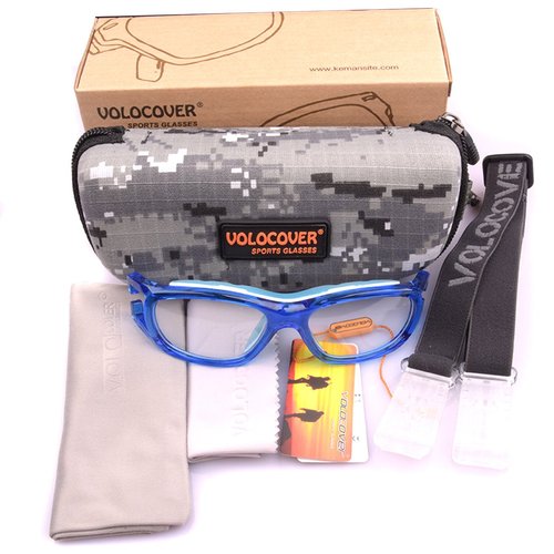 VOLOCOVER（TM Unisex Kids Protective Sports Goggles Glasses for Basketball Football Volleyball Squash Hockey (Blue)