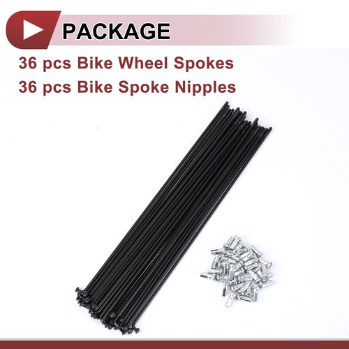 HEROFFIX 36 Set 12G Bicycle Spokes 233mm Bike Wheel Spokes 45 Steel Black