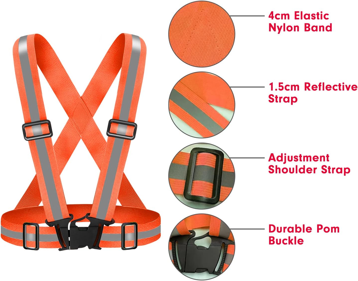 Skiennix High Visibility Reflective Vest - Adjustable Safety Gear for Running, Walking, and Night Cycling