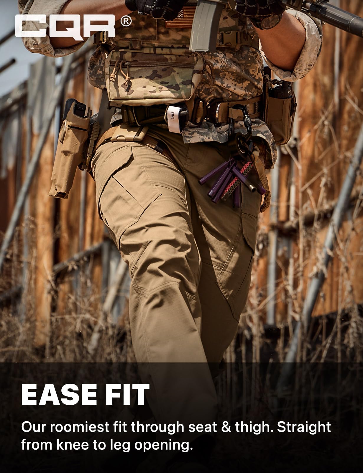 CQR Men's Tactical Pants, Water Resistant Ripstop Cargo Pants, Lightweight EDC Work Hiking Pants, Outdoor Apparel, Raider Mag Cougar, 28W x 30L