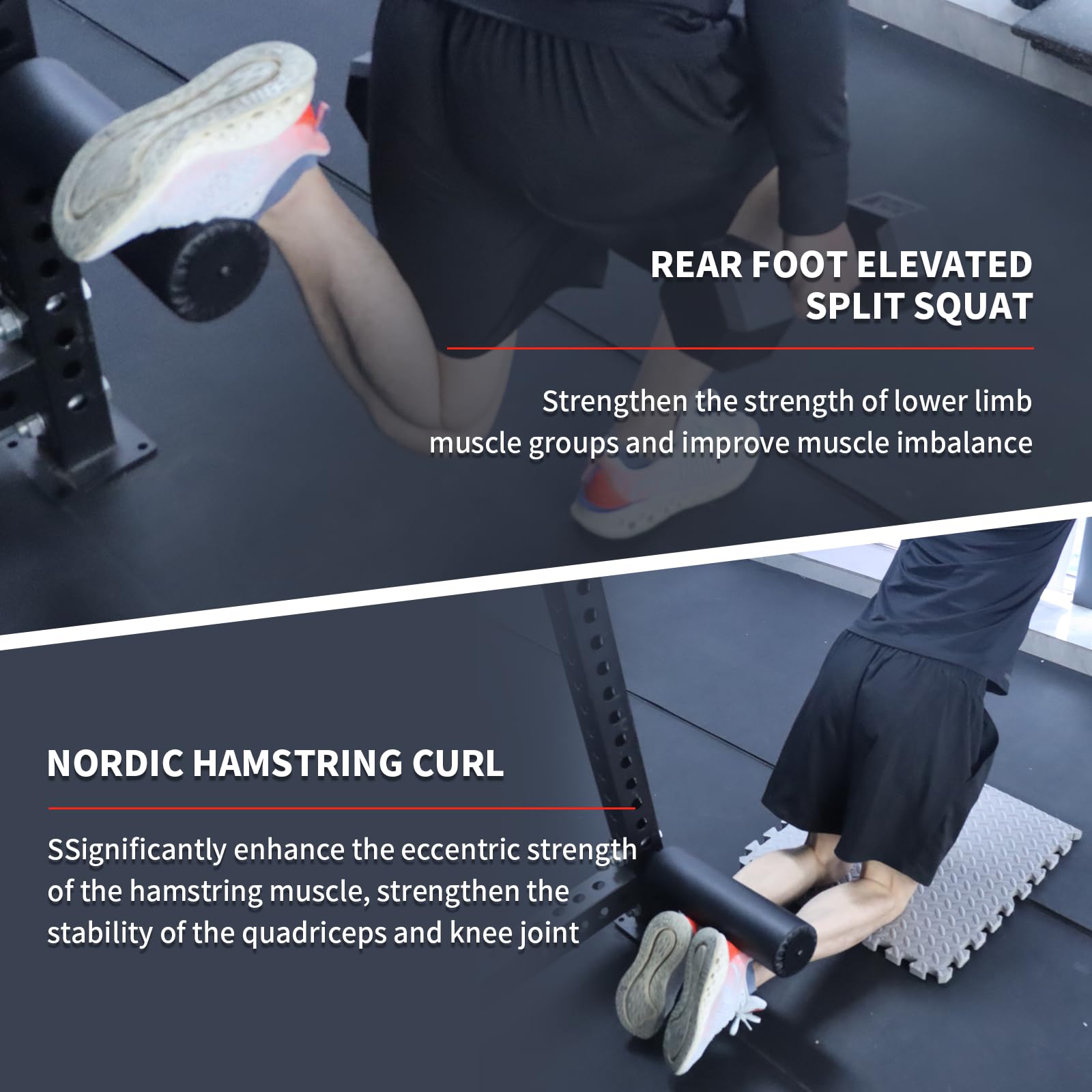 Single Leg Squat Roller/Nordic Hamstring Curl for Power Rack Attachments, Bulgarian Split Squat for Workout Esquipment Home Gym Accessories (Foam Diameter 3" / 75mm ，1" / 26mm Aperture)