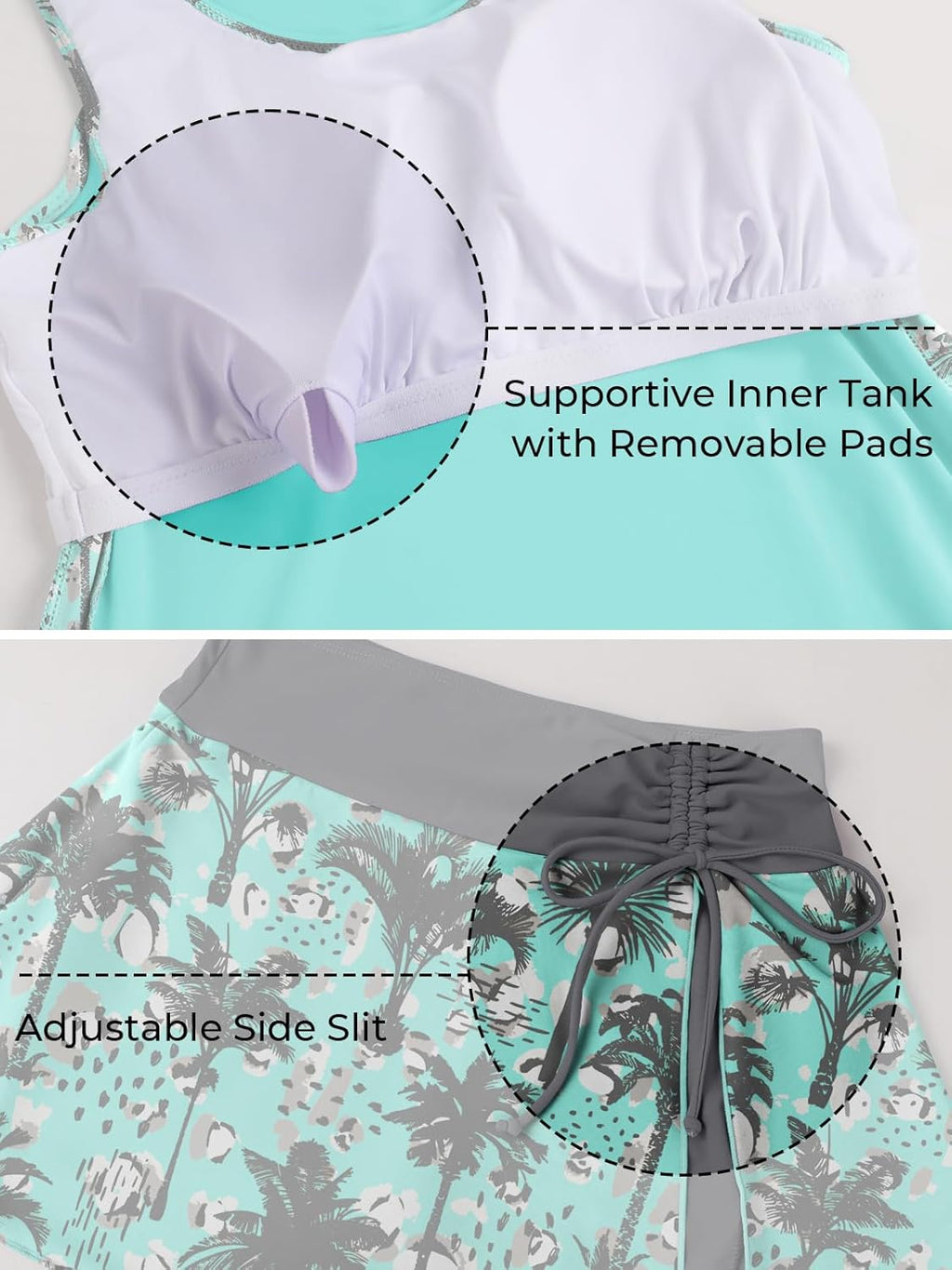 Summer Mae Tankini Swimsuit for Women - Modest Tummy Control with Skirt & Built-in Shorts