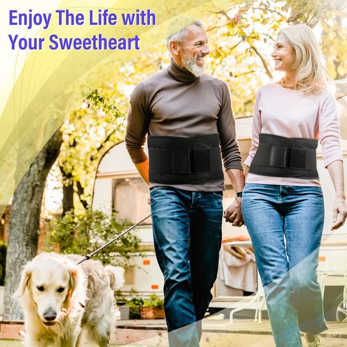 PAZAPO Back Brace Lumbar Support Belt for Lower Back Pain Relief - Waist Belt for Men and Women - Plus Size Back Brace for Sciatica, Herniated Disc,Black,5XL(Waistline:55-65Inch)