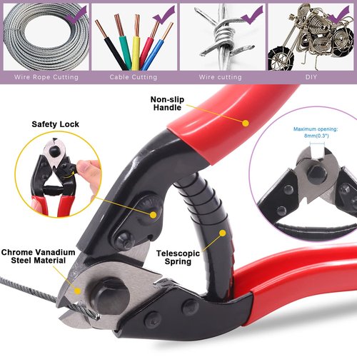 Swpeet Stainless Steel Bike Cable Cutter and Brake/Shift Cable Kit with Crimp Terminals and End Caps