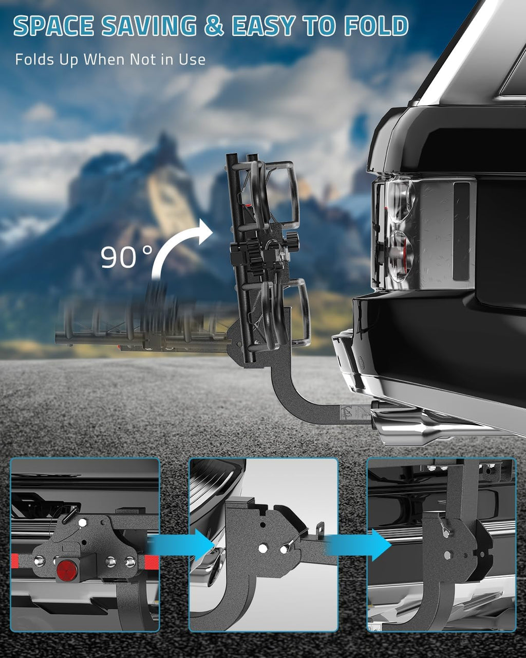 PAULINN Heavy-Duty Ebike Rack - 2-Bike Folding Bicycle Carrier for SUVs & Cars | 200 LBS Capacity, 2” Hitch Receiver