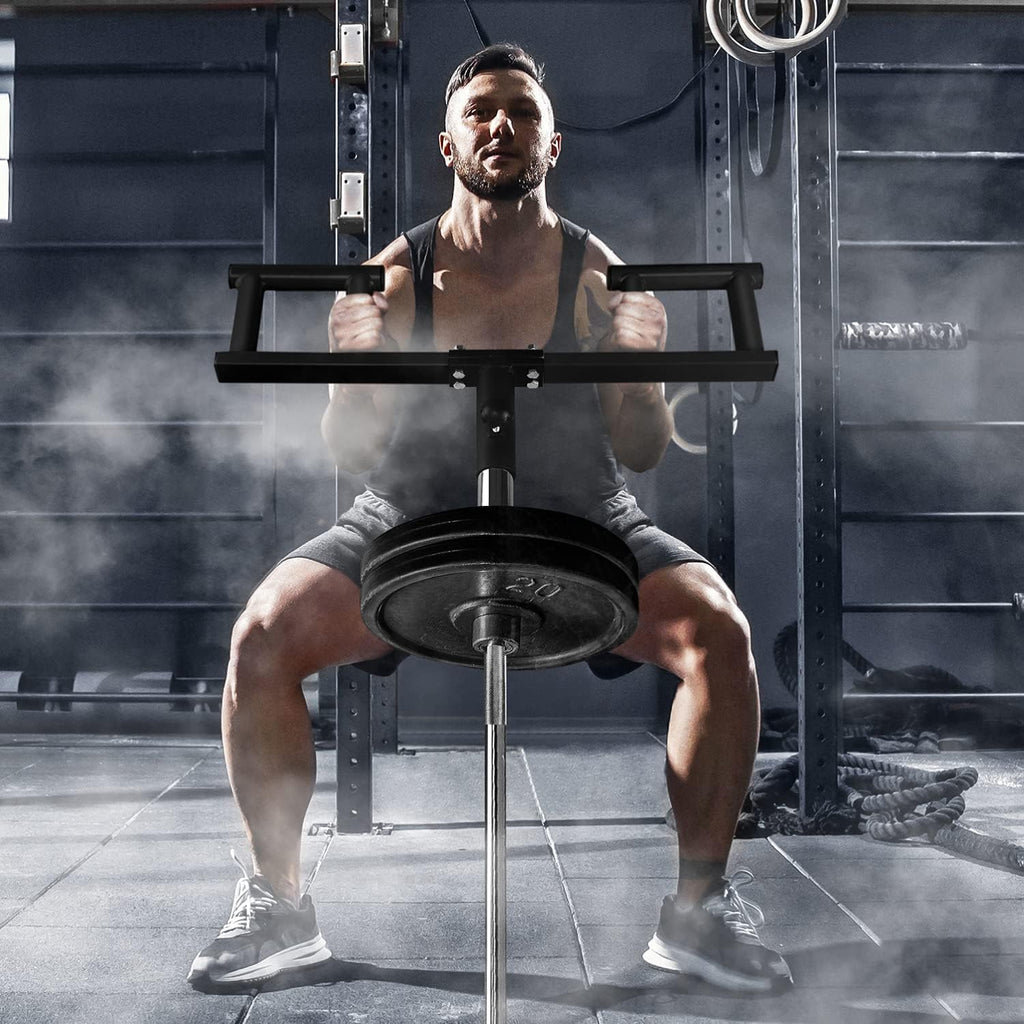Yes4All Red Viking Shoulder Press Landmine Attachment - Weightlifting Handle Fits 2-Inch Olympic Bars Works Shoulders Chest Abs Back Thigh & Other Muscles Includes Collars T Bar Row Attachment Handle