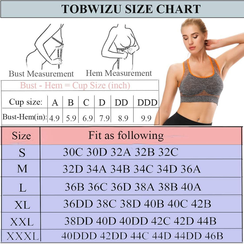 TOBWIZU Sports Bras - Medium Support Yoga & Gym Activewear with Convenient Pocket