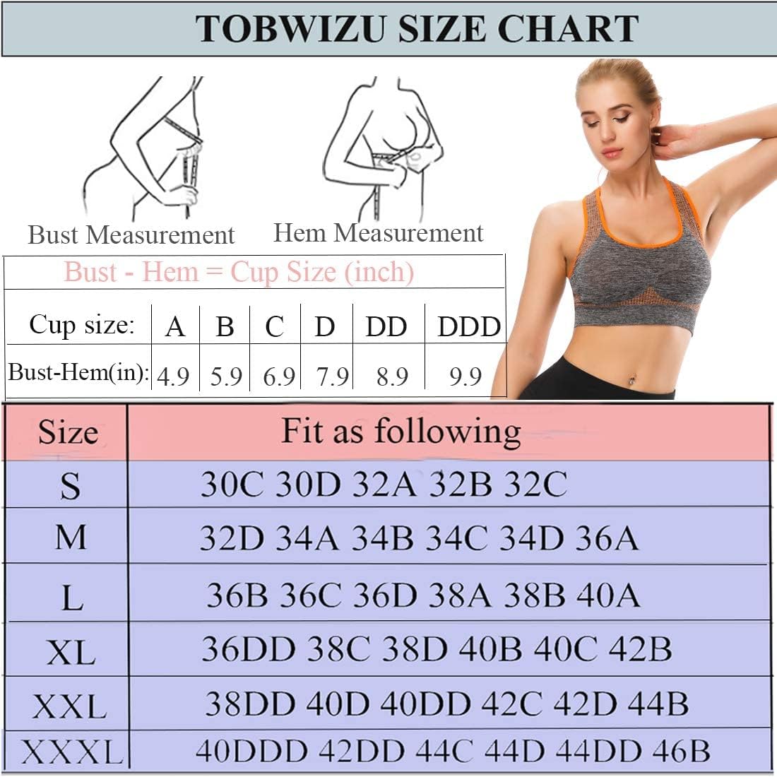 TOBWIZU Sports Bras - Medium Support Yoga & Gym Activewear with Convenient Pocket