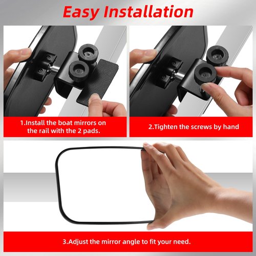 OFIG Boat Rear View Mirror, 8" W x 4" H Boat Mirrors, Marine Mirror for Ski Boats Pontoon Boat Water Skiing Sports Wakeboarding Surfing