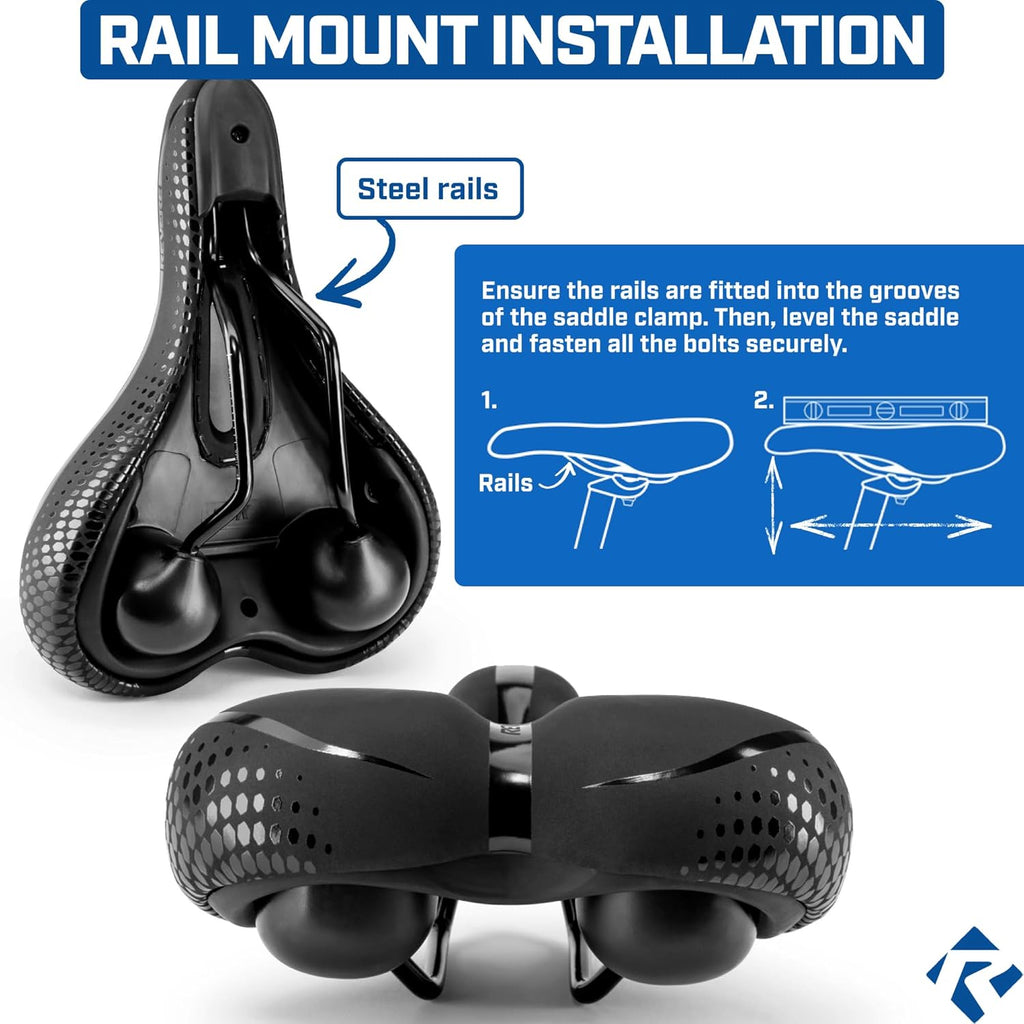 Revere Bike Seat - Performance Memory Foam Bicycle Saddle with Anti-Vibration Suspension | Waterproof for Road, MTB & E-Bikes