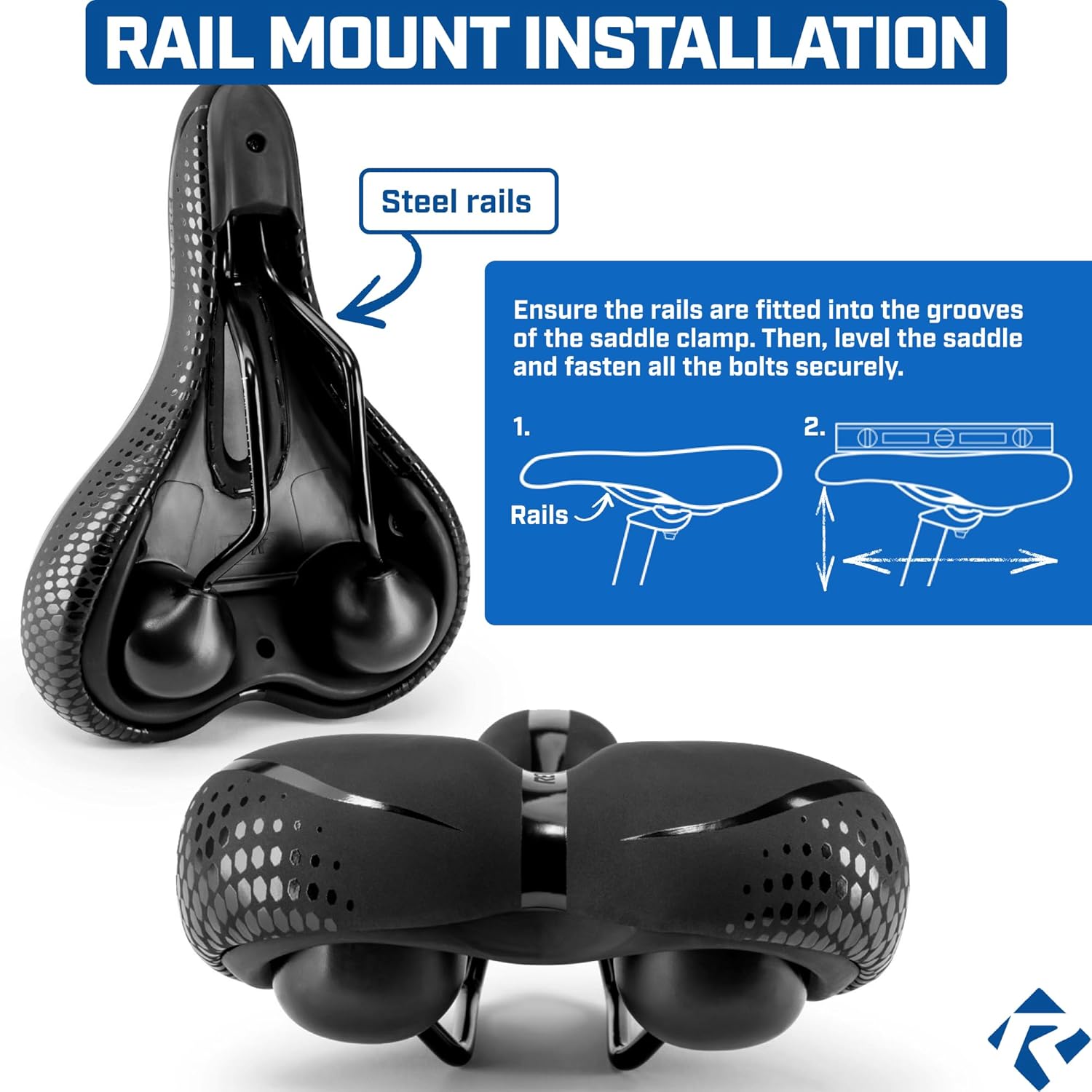 Revere Bike Seat - Performance Memory Foam Bicycle Saddle with Anti-Vibration Suspension | Waterproof for Road, MTB & E-Bikes
