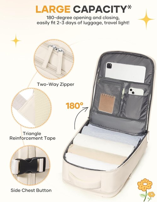 Coofay Beige Travel Backpack - Airline Approved Waterproof Carry-On for Men & Women | Perfect Weekender Bag