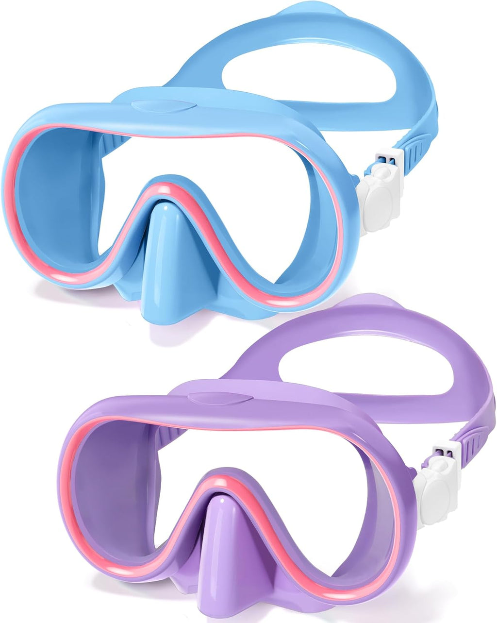 Seago Swim Goggles - 2 Pack with Nose Cover for Kids 6-14 | Wide-Frame Design for Comfort