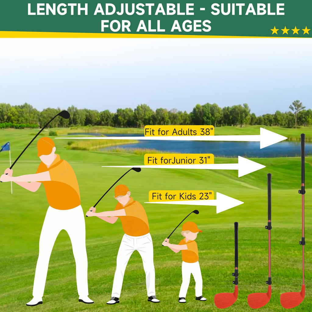 Golf Club Adjustable Length with Oversize Head for Backyard Golf Game, Yard Golf Games Club for Toddlers Junior Adults Family, Plastic Golf Club for Hit Plastic Foam Golf Balls in Grass, Parks, Yards