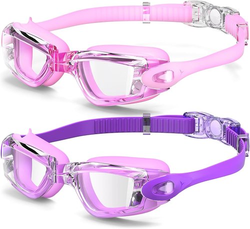 Braylin Kids Swim Goggles - 2-Pack Adjustable Swimming Goggles for Boys & Girls | Perfect for Pool Fun