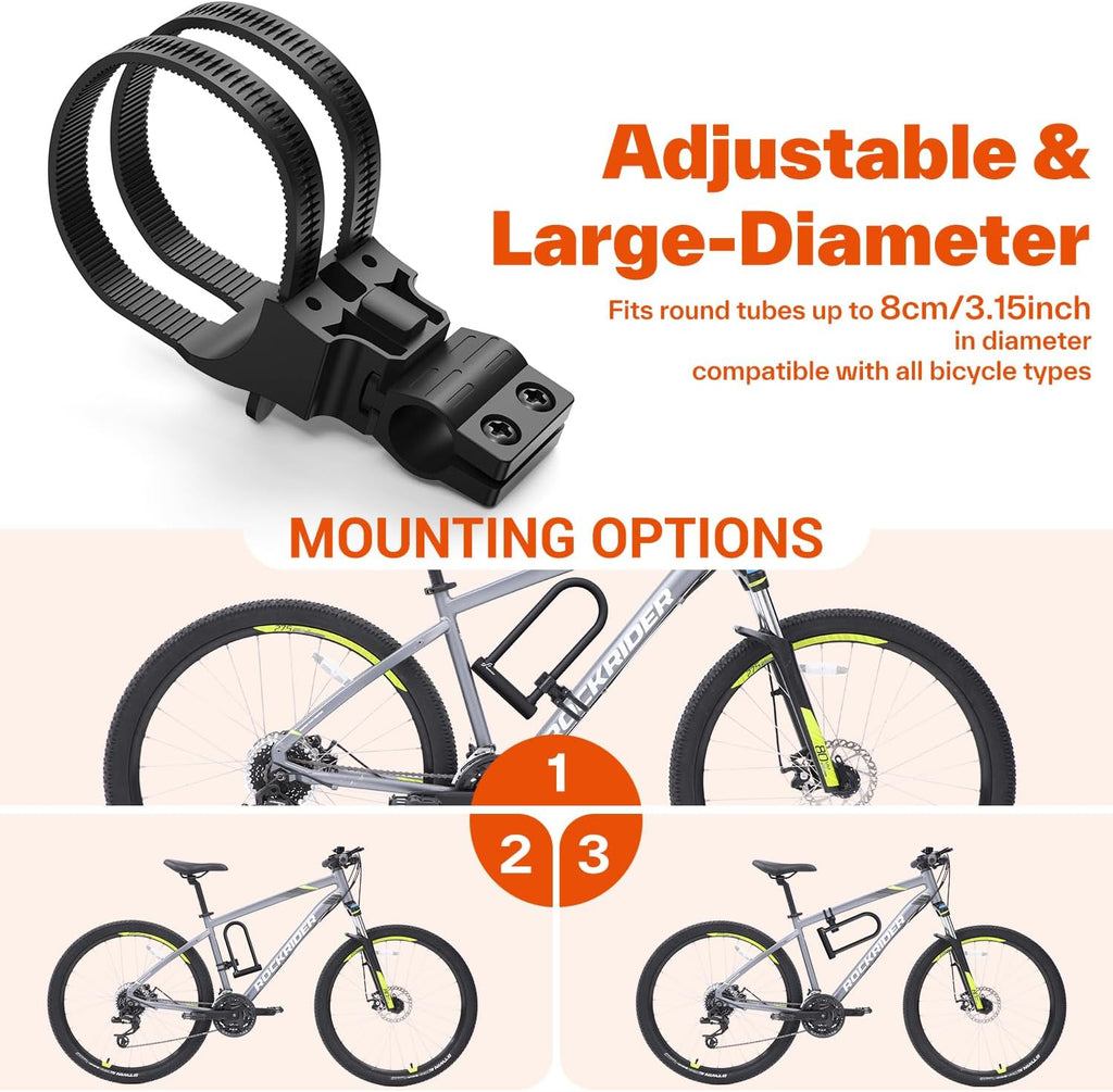 Sportneer Heavy Duty Bike U Lock - 18mm Shackle with 6ft Security Cable & Mounting Bracket | 11.5''x6.25''