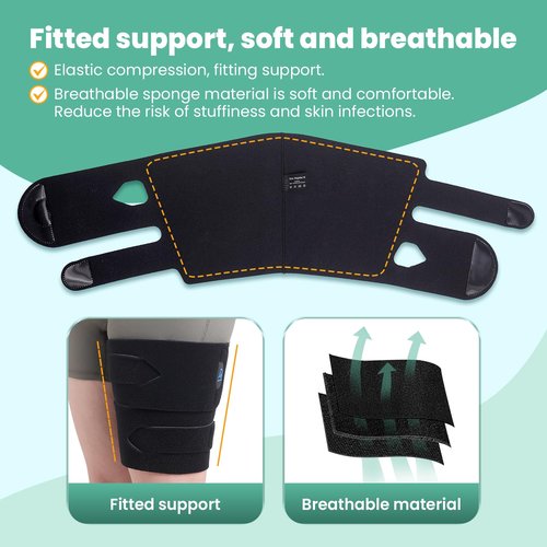 iDonua® Swollen Thigh Compression Wrap Brace for Lymphedema Reduction - with Adjustable 4 Cross Straps‌ (Short-L)