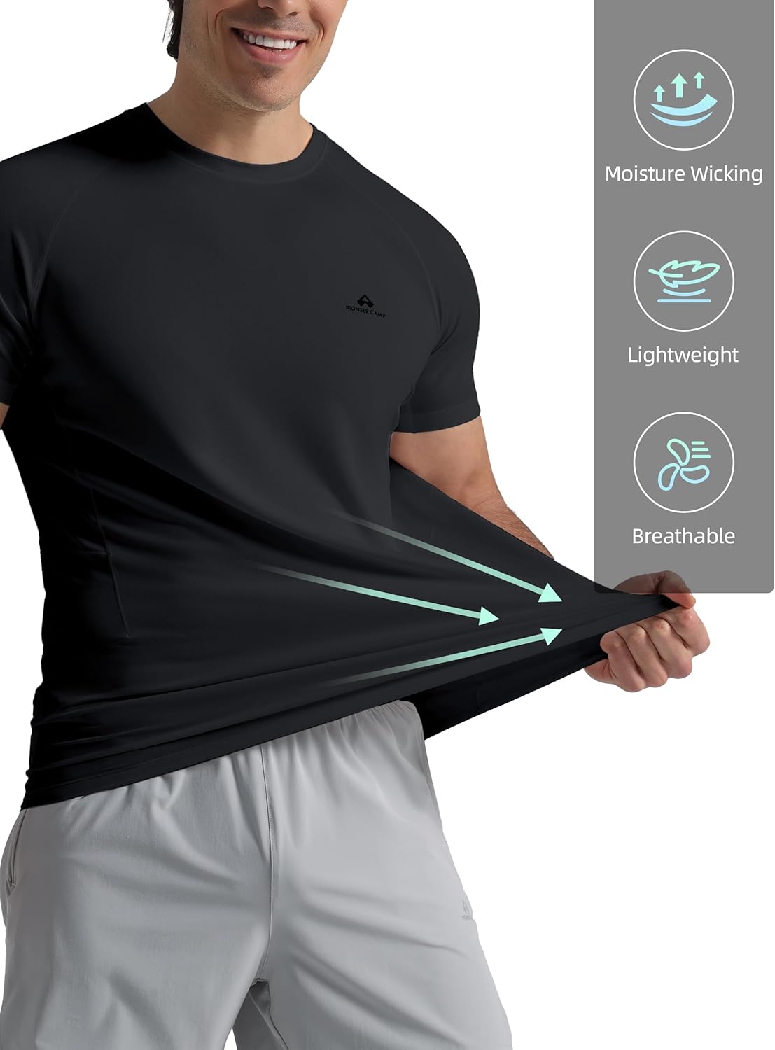 Pioneer Camp Men's Performance Running Shirt - Moisture-Wicking, UPF 50+, Short Sleeve Activewear